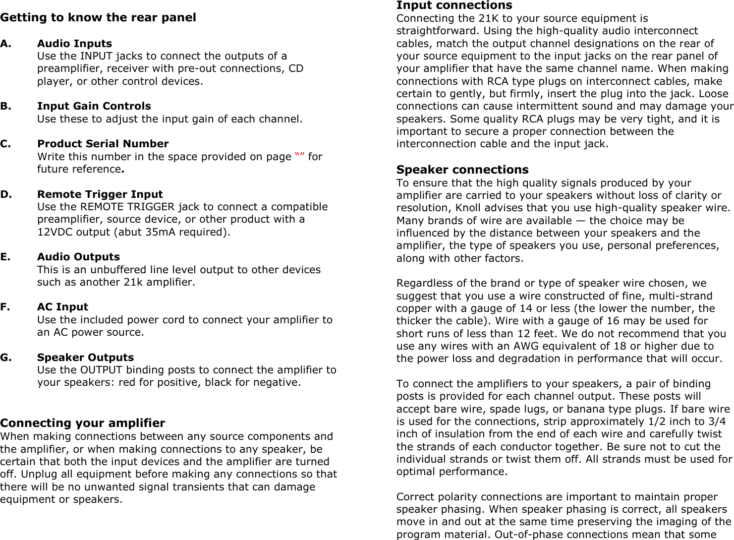 Page 5 of 8 - Knoll Knoll-Knoll-Stereo-Amplifier-21K-Users-Manual 21k Manual