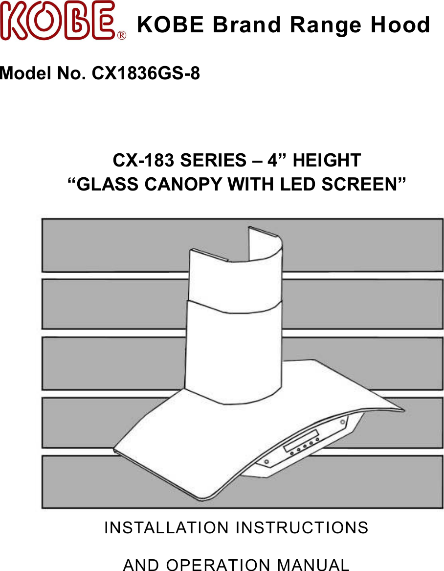 Kobe Range Hoods Cx 183 Users Manual