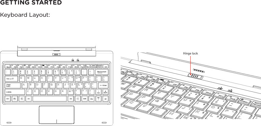 GETTING STARTEDKeyboard Layout:Hinge lock