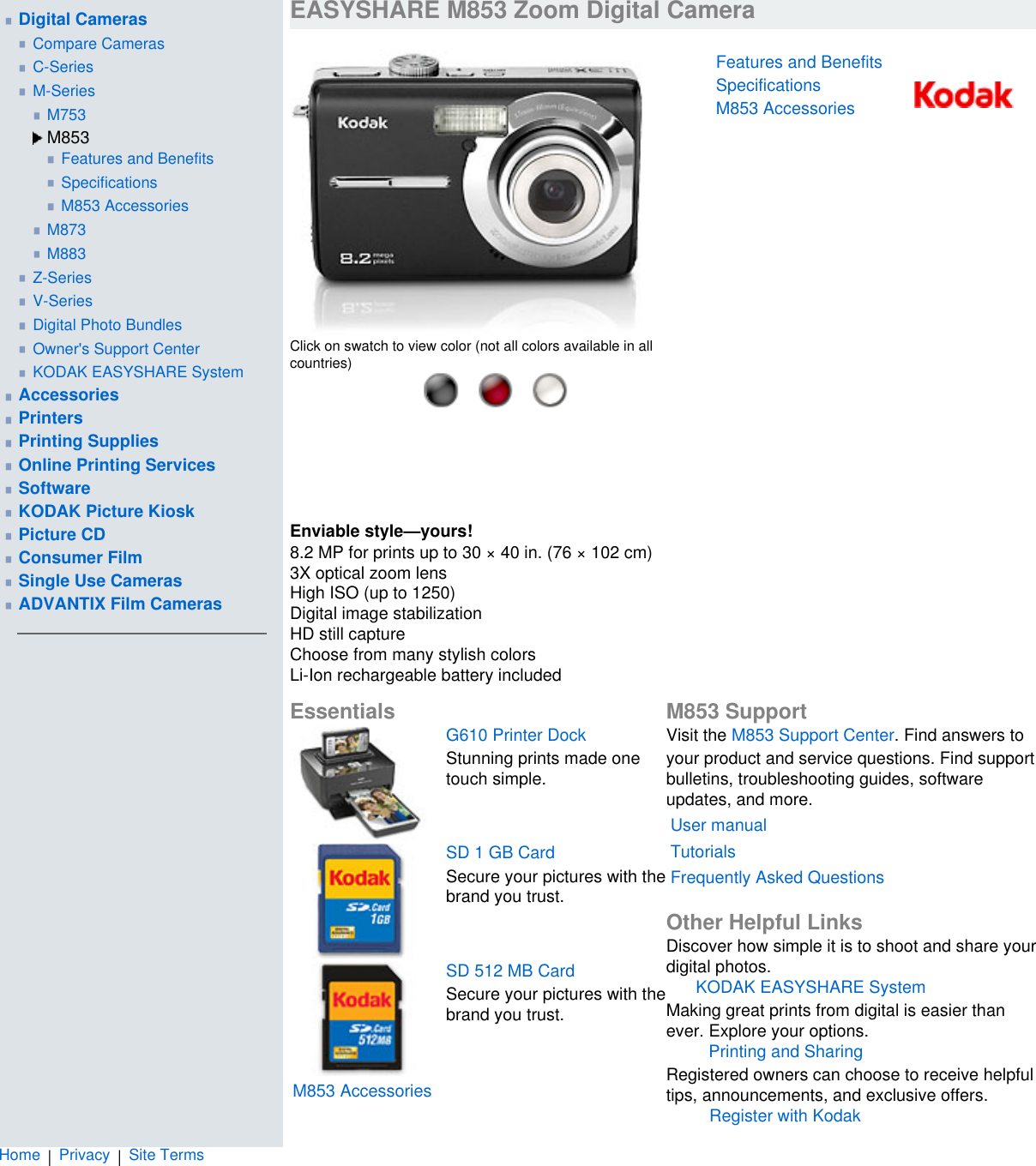 Page 1 of 9 - Kodak Kodak-Easyshare-M853-Users-Manual- EASYSHARE M853 Zoom Digital Camera  Kodak-easyshare-m853-users-manual