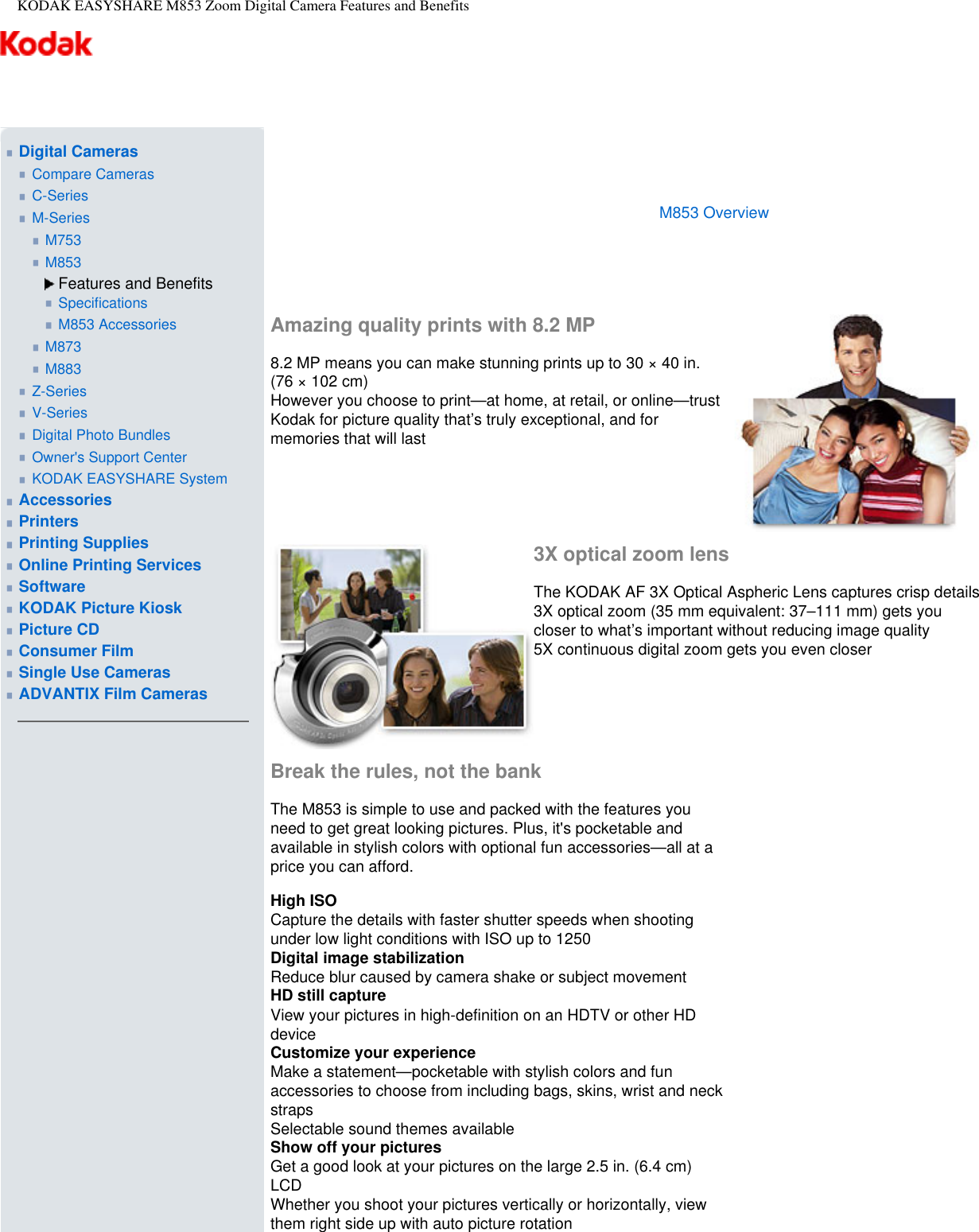 Page 2 of 9 - Kodak Kodak-Easyshare-M853-Users-Manual- EASYSHARE M853 Zoom Digital Camera  Kodak-easyshare-m853-users-manual