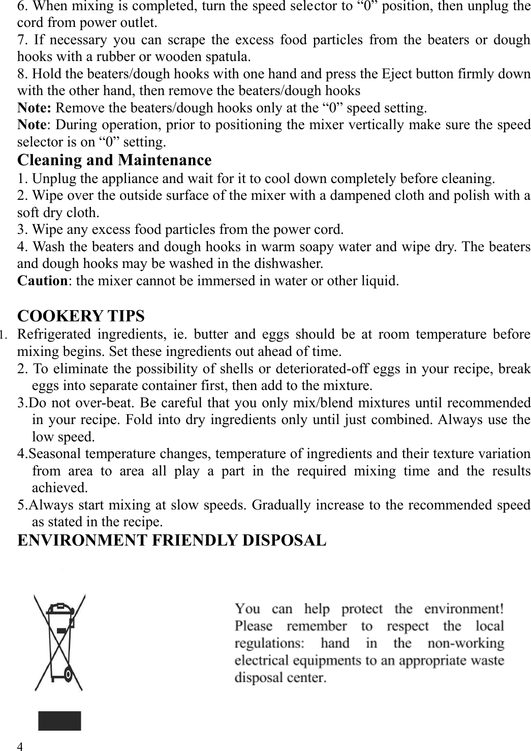 Page 4 of 4 - KA4IN1APSET Kitchen Appliance Saver Pack Hand Mixer User Manual KA4IN1APSET-Mixer