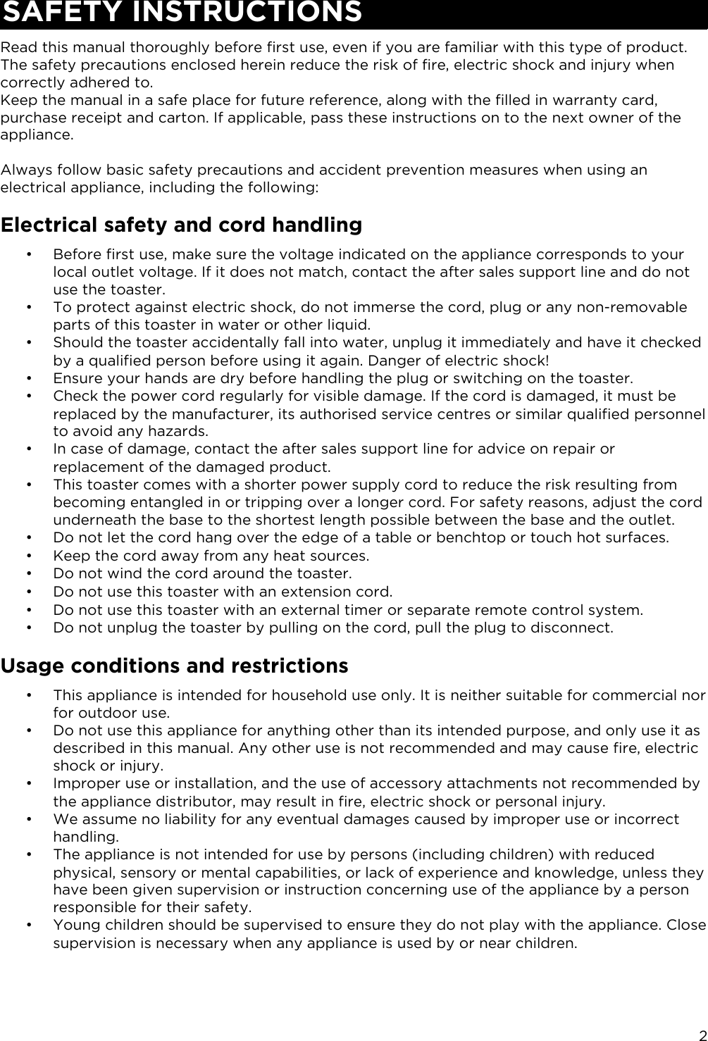 Page 3 of 8 - KASMT02TSTB Stainless Steel Smart Toaster User Manual  Kasmt02tstb-a