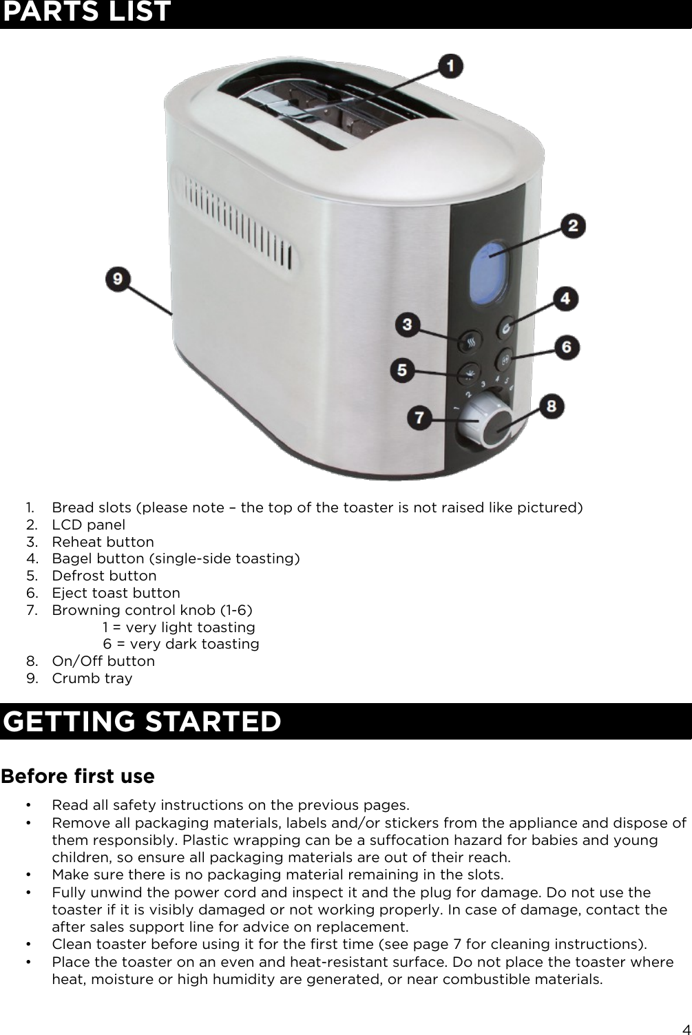 Page 5 of 8 - KASMT02TSTB Stainless Steel Smart Toaster User Manual  Kasmt02tstb-a
