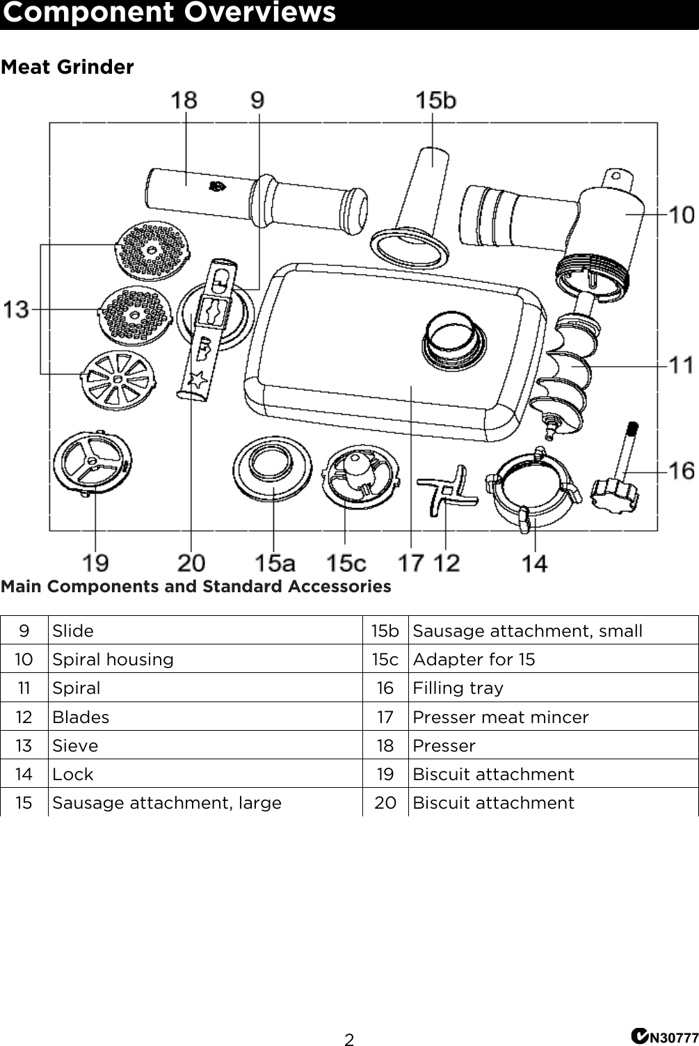 Page 3 of 9 - KASTMXASPCK 1200W Deluxe Stand Mixer Accessory Pack User Manual  KASTMXASPCK-A