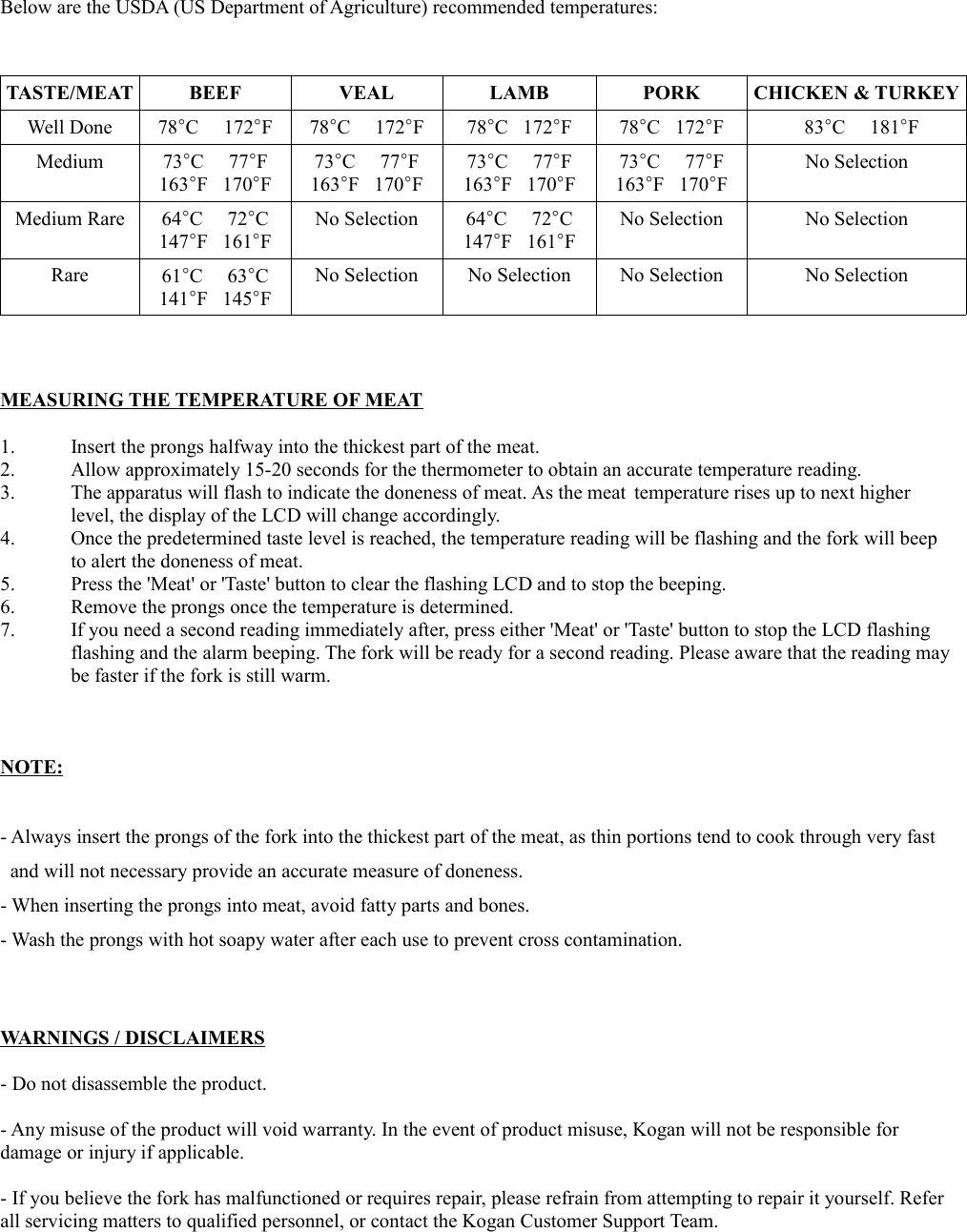KATMRFKBBQA Digital BBQ Fork Thermometer User Manual A
