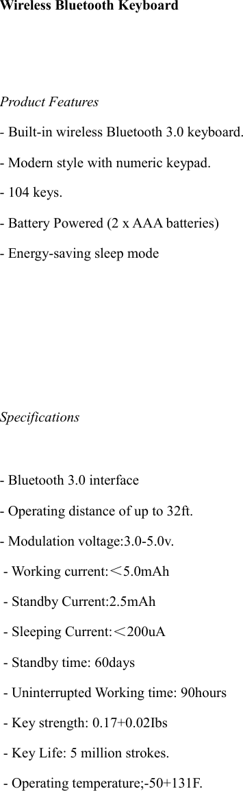 Page 3 of 10 - KAWKMBTAPLA Kogan Wireless Bluetooth And Mouse Combo User Manual  KAWKMBTAPLA-A