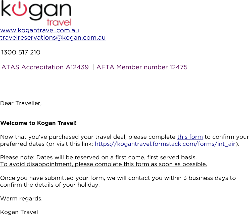Kogan Travel International Air
