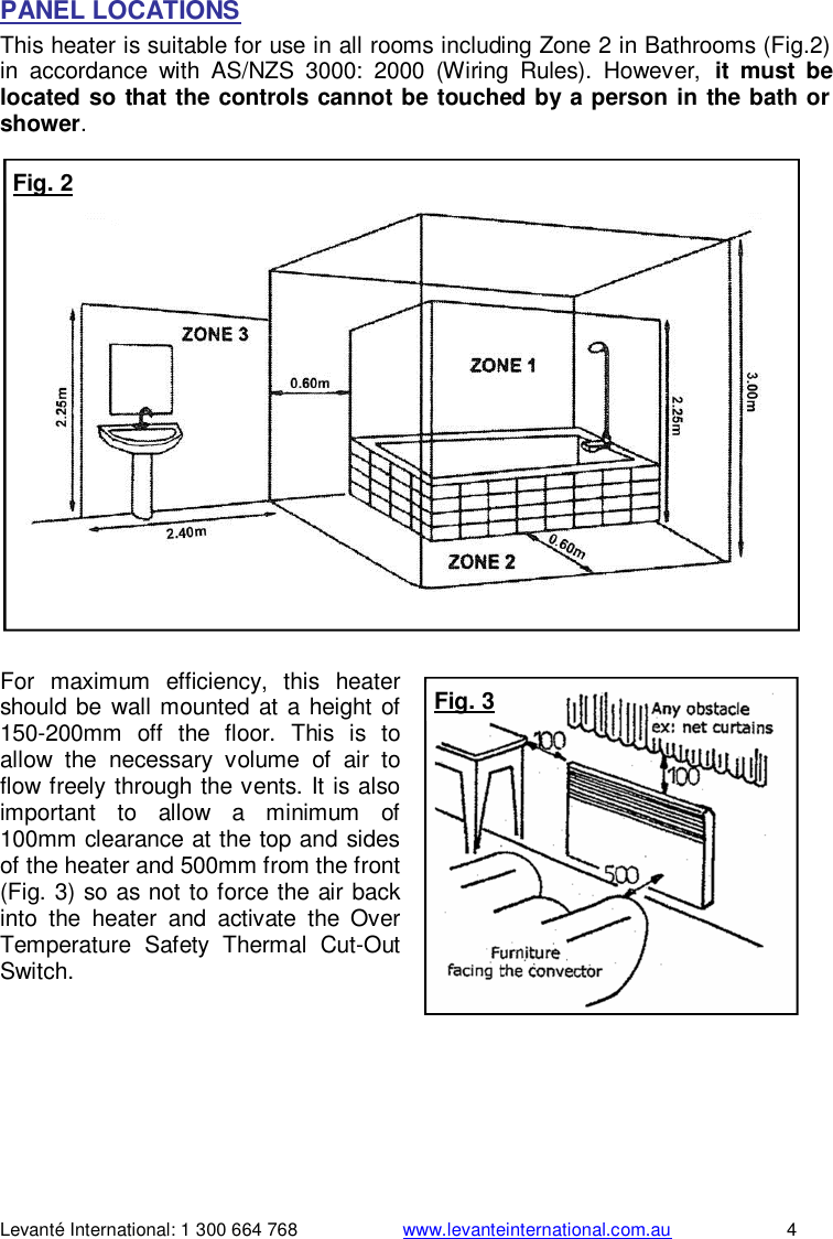 Page 4 of 8 - Levante Panel Heater Instructions Rev 1x  LPH