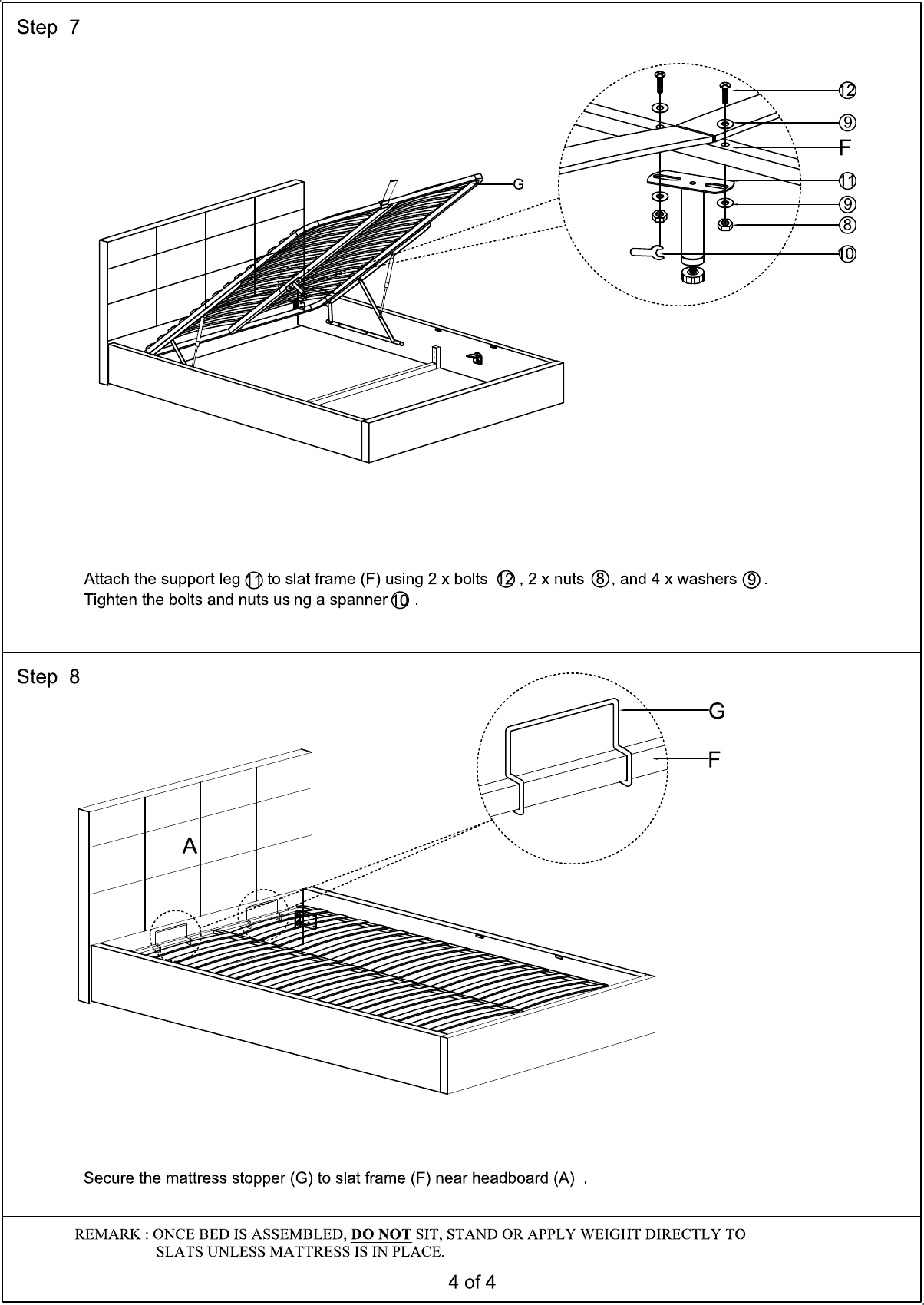 Page 4 of 4 - OVBEDGLQNWHB OVBEDGLQNBKB Ovela Gas Lift Storage Bed Frame  OVBEDGLQNWHB-A