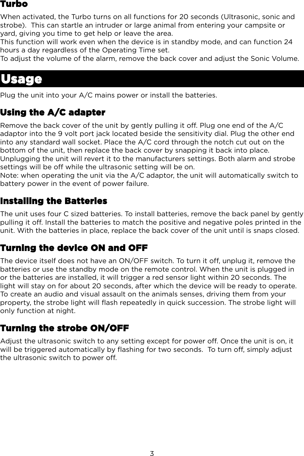 Page 4 of 7 - PTPSMREP1PA Pestill Possum Repeller User Manual  PTPSMREP1PA2-QSG