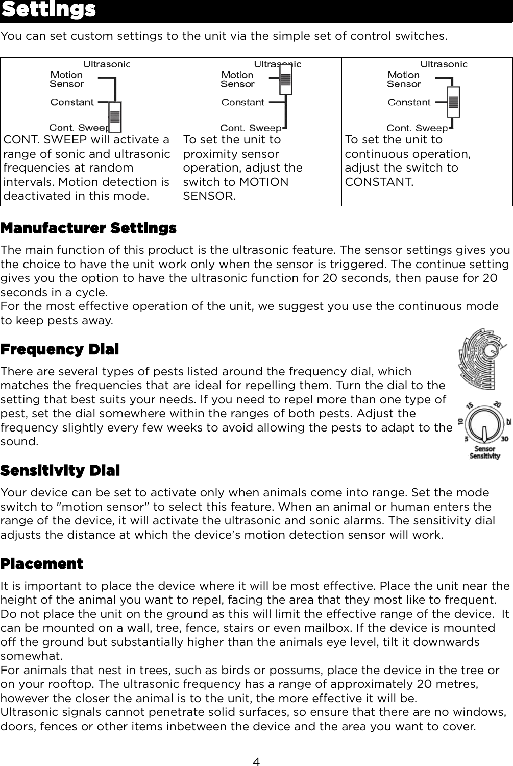 Page 5 of 7 - PTPSMREP1PA Pestill Possum Repeller User Manual  PTPSMREP1PA2-QSG