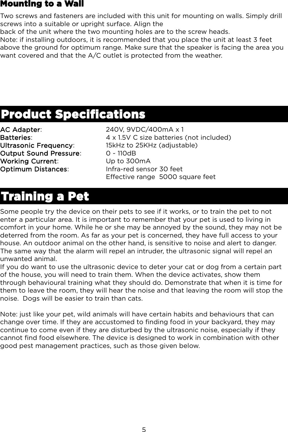 Page 6 of 7 - PTPSMREP1PA Pestill Possum Repeller User Manual  PTPSMREP1PA2-QSG