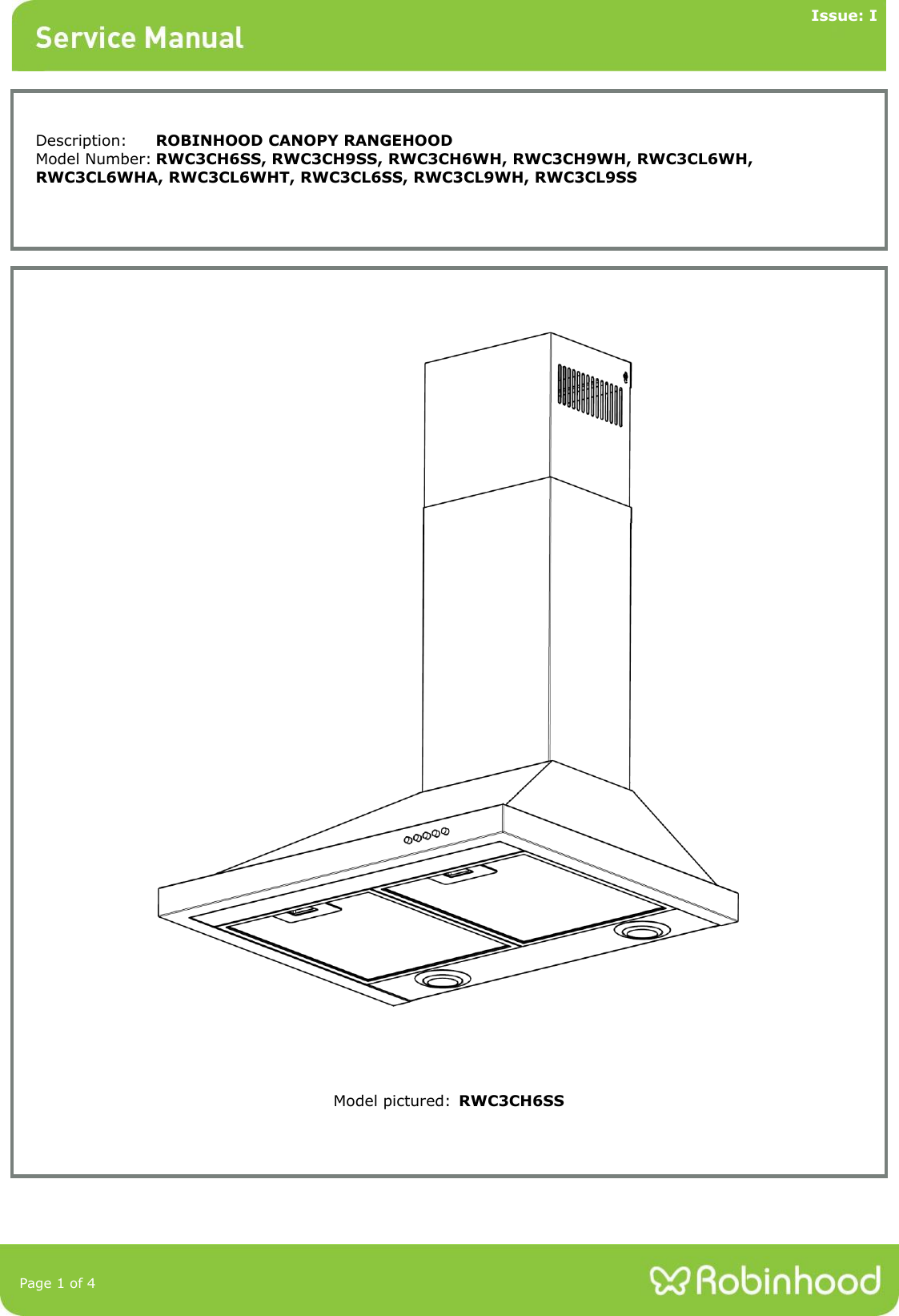 Page 1 of 4 - Number:  RWC 600 900 Wall Canopy Parts Services