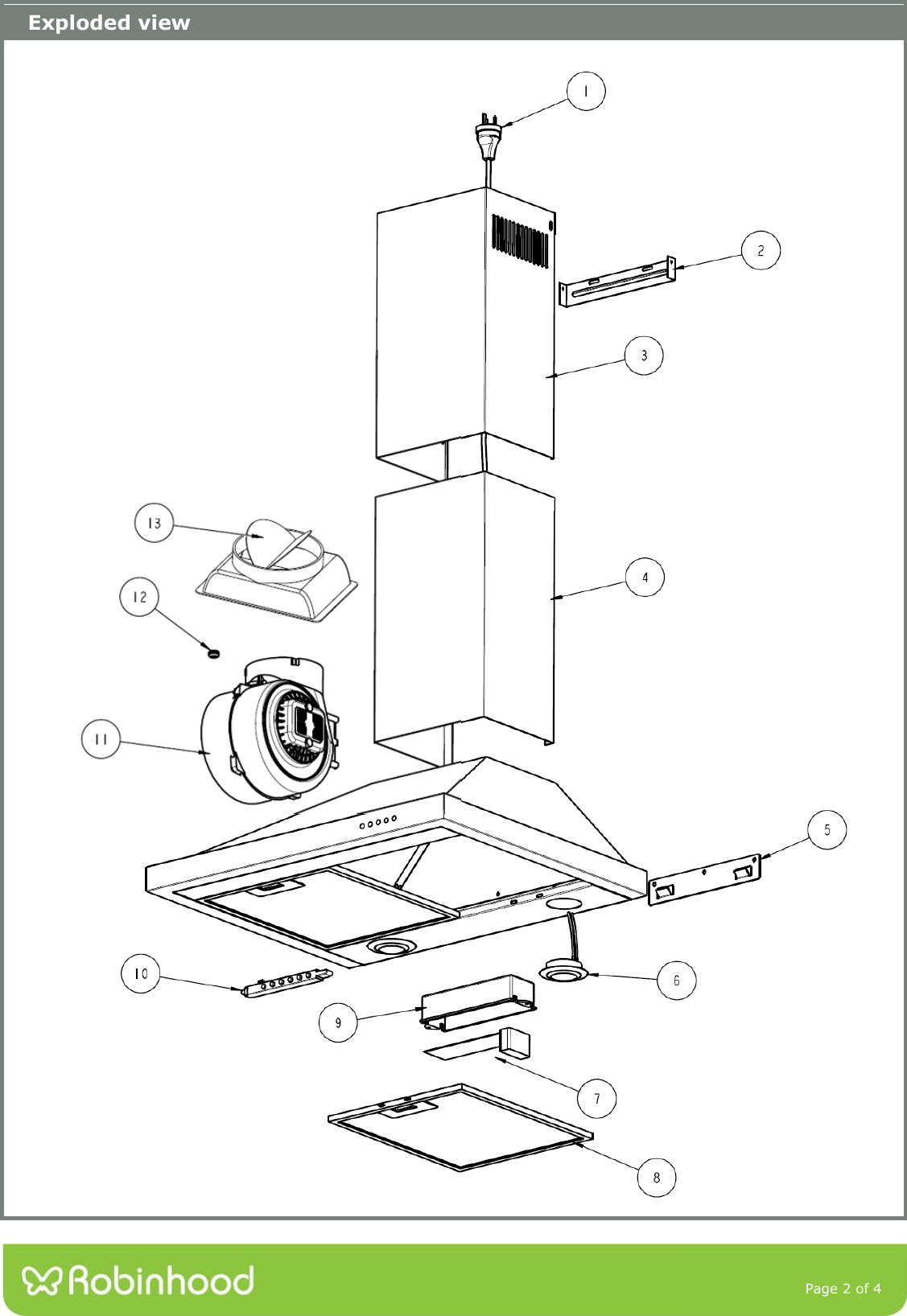 Page 2 of 4 - Number:  RWC 600 900 Wall Canopy Parts Services