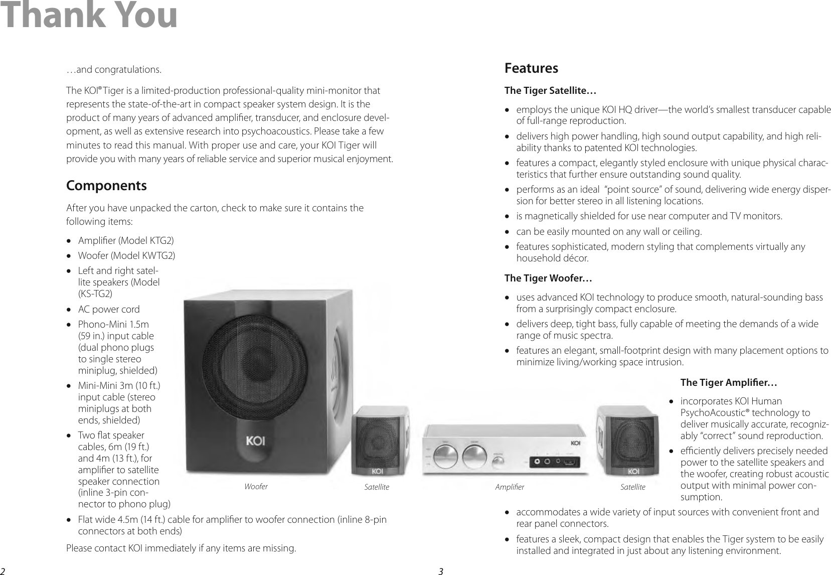 Koi Tiger Powered Speaker System Users Manual