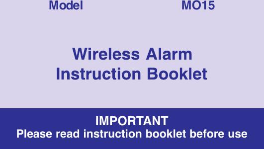 IMPORTANTPlease read instruction booklet before useModel MO15