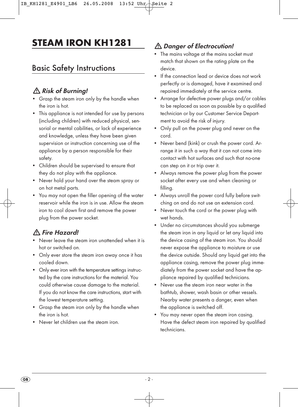 Page 4 of 9 - Kompernass Kompernass-Silvercrest-Kh-1281-Users-Manual- CV_KH1281_E4901_LB6  Kompernass-silvercrest-kh-1281-users-manual
