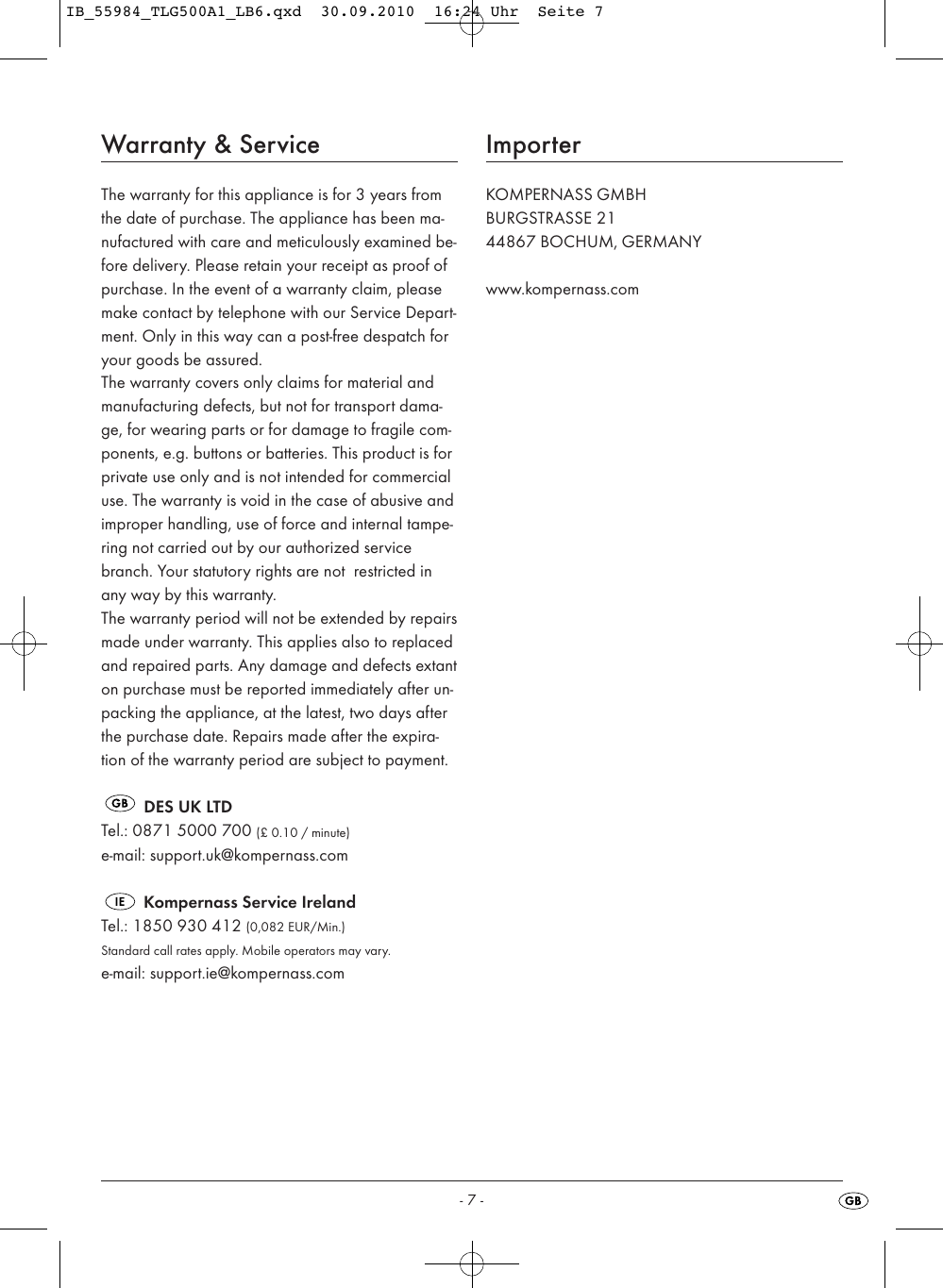 Page 9 of 10 - Kompernass Kompernass-Tronic-Tlg-500-A1-Users-Manual- IB_55984_TLG500A1_LB6  Kompernass-tronic-tlg-500-a1-users-manual