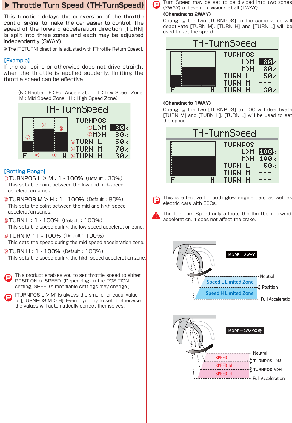 㻷㻸㻵㻱㻳㻲㻶㻃㻯㻡㻰㻷㻸㻵㻱㻳㻲㻶㻃㻰㻡㻫NeutralSpeed L Limited ZoneSpeed H Limited ZonePositionFull AccelerationNeutralFull Acceleration▶Throttle Turn Speed（TH-TurnSpeed）󰒅󰒄 󰒈󰒇󰒆󰒄󰒅󰒈󰒇󰒆󰒄  󰒅  󰒆󰒇󰒈                  PPP    《Changing to 2WAY》        《Changing to 1WAY》        P       󰮏   󰮏