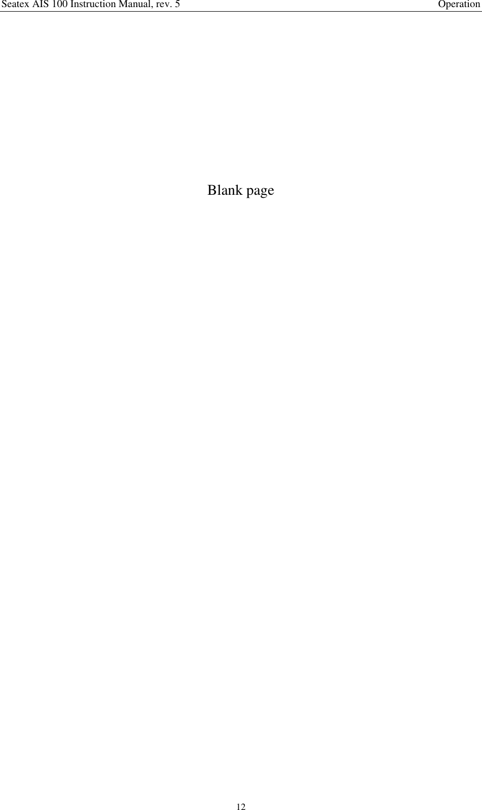 Seatex AIS 100 Instruction Manual, rev. 5 Operation12Blank page