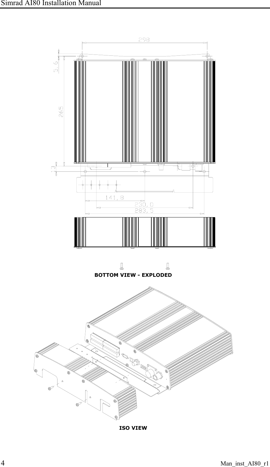 Simrad AI80 Installation Manual 4 Man_inst_AI80_r1 BOTTOM VIEW - EXPLODED ISO VIEW