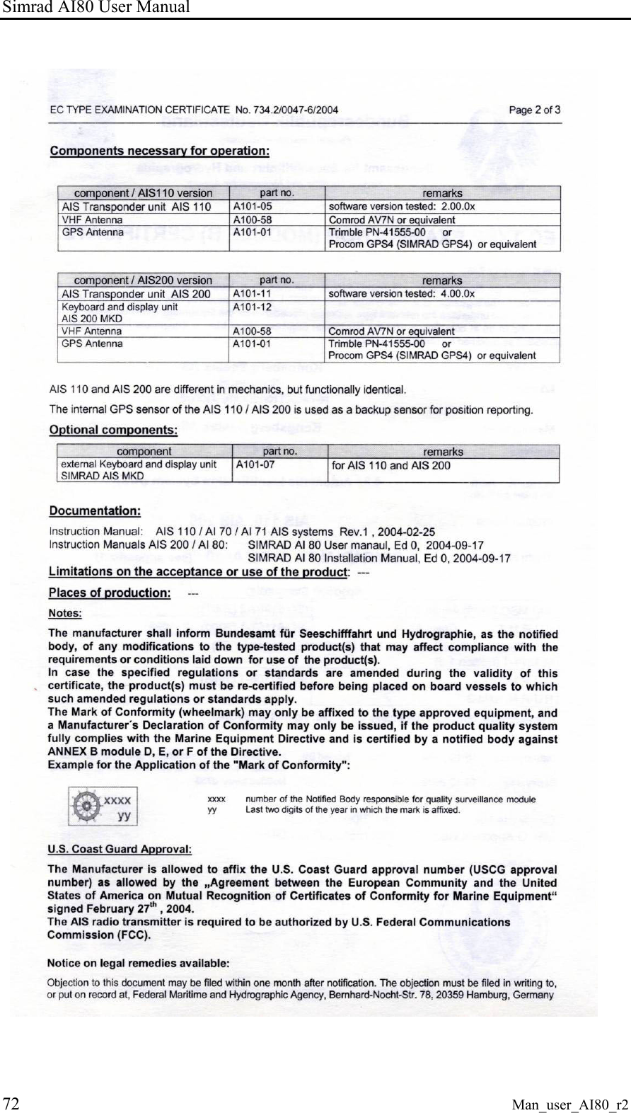 Simrad AI80 User Manual 72 Man_user_AI80_r2
