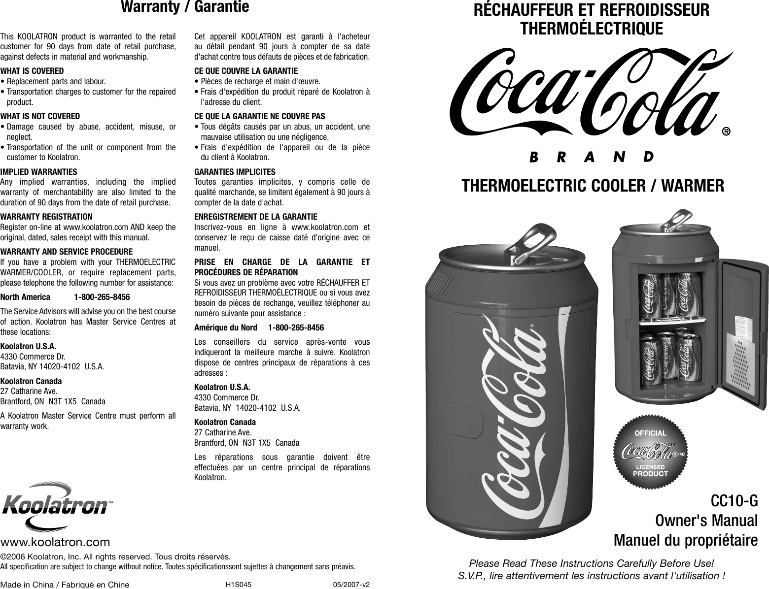 Page 1 of 2 - Koolatron Koolatron-Cc10G-Users-Manual-  Koolatron-cc10g-users-manual