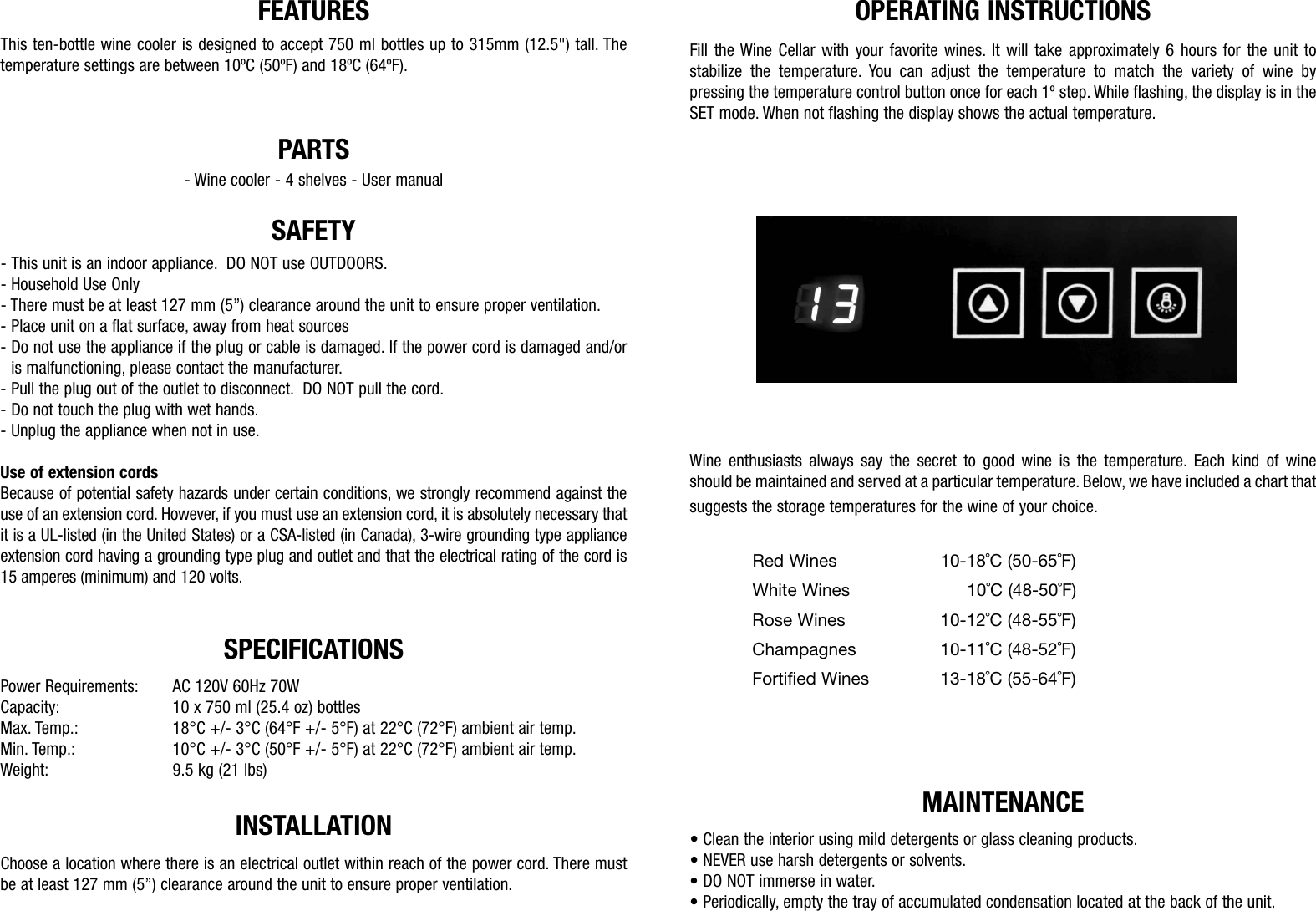 Page 2 of 2 - Koolatron Koolatron-Kwt10Bn-Users-Manual-  Koolatron-kwt10bn-users-manual
