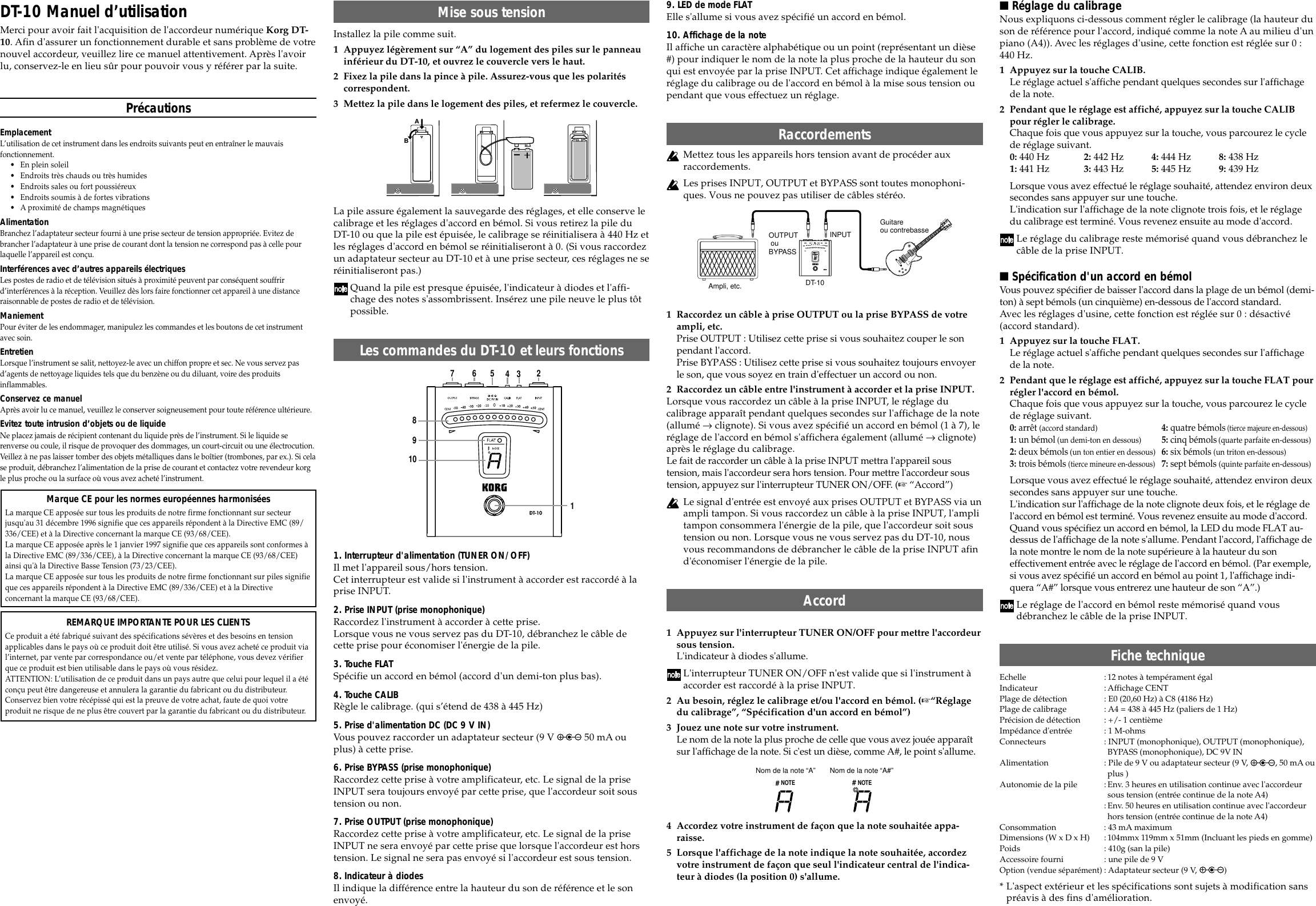Page 2 of 3 - Korg Korg-Dt-10-Users-Manual- DT-10 Owerl's Manual Korg-dt-10-users-manual