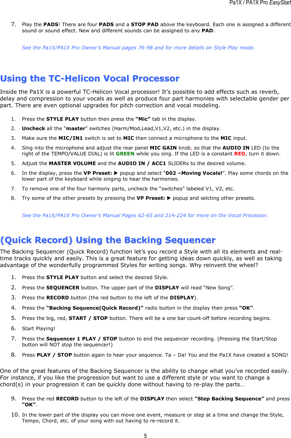 korg pa1x pro user manual