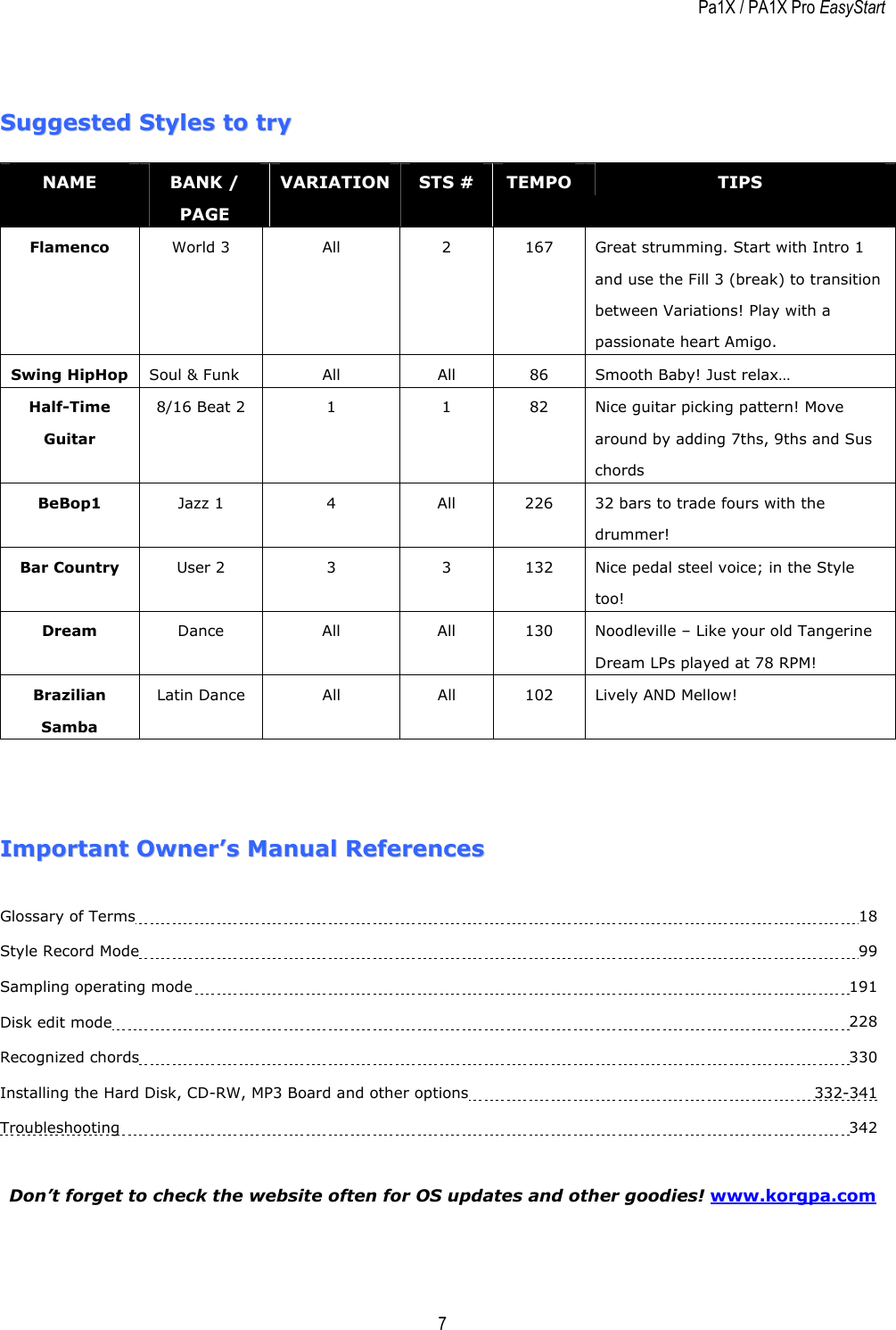 korg pa1x pro manual