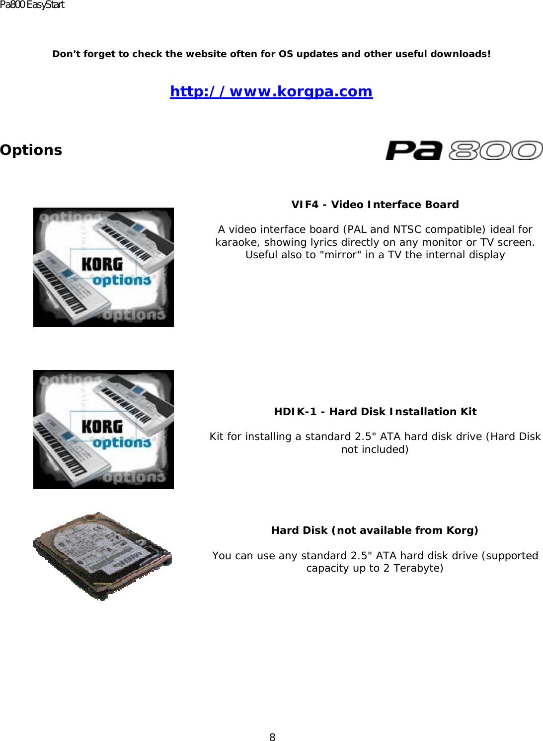 Page 8 of 9 - Korg Korg-Pa800-Users-Manual Pa800 EasyStart