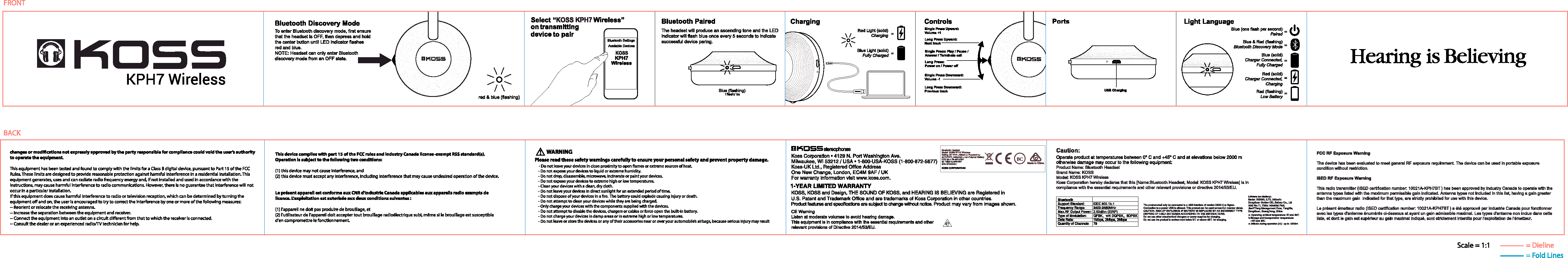 Koss KPH7BT Bluetooth Headset User Manual KPH7 Wireless Instruction Book2019 12 17