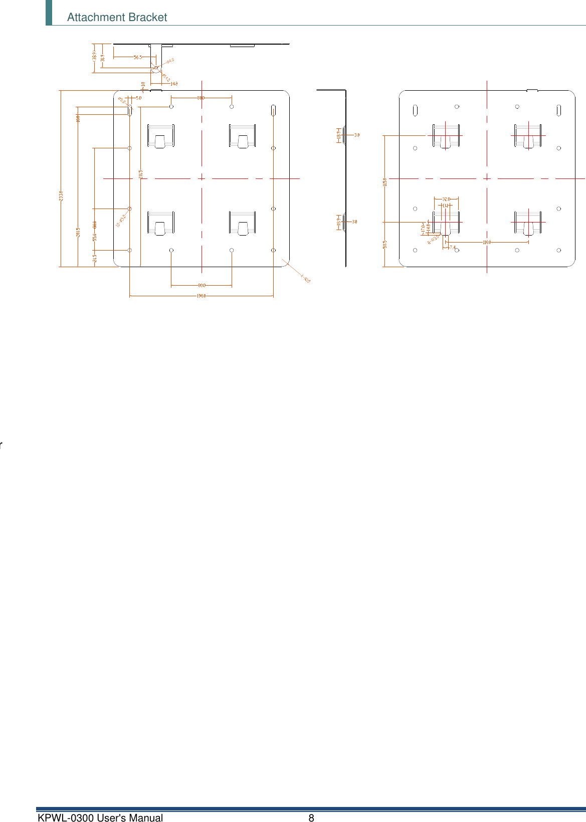 KPWL-0300 User's Manual  8 Attachment Bracket       Power connector (EIAJ#4) 