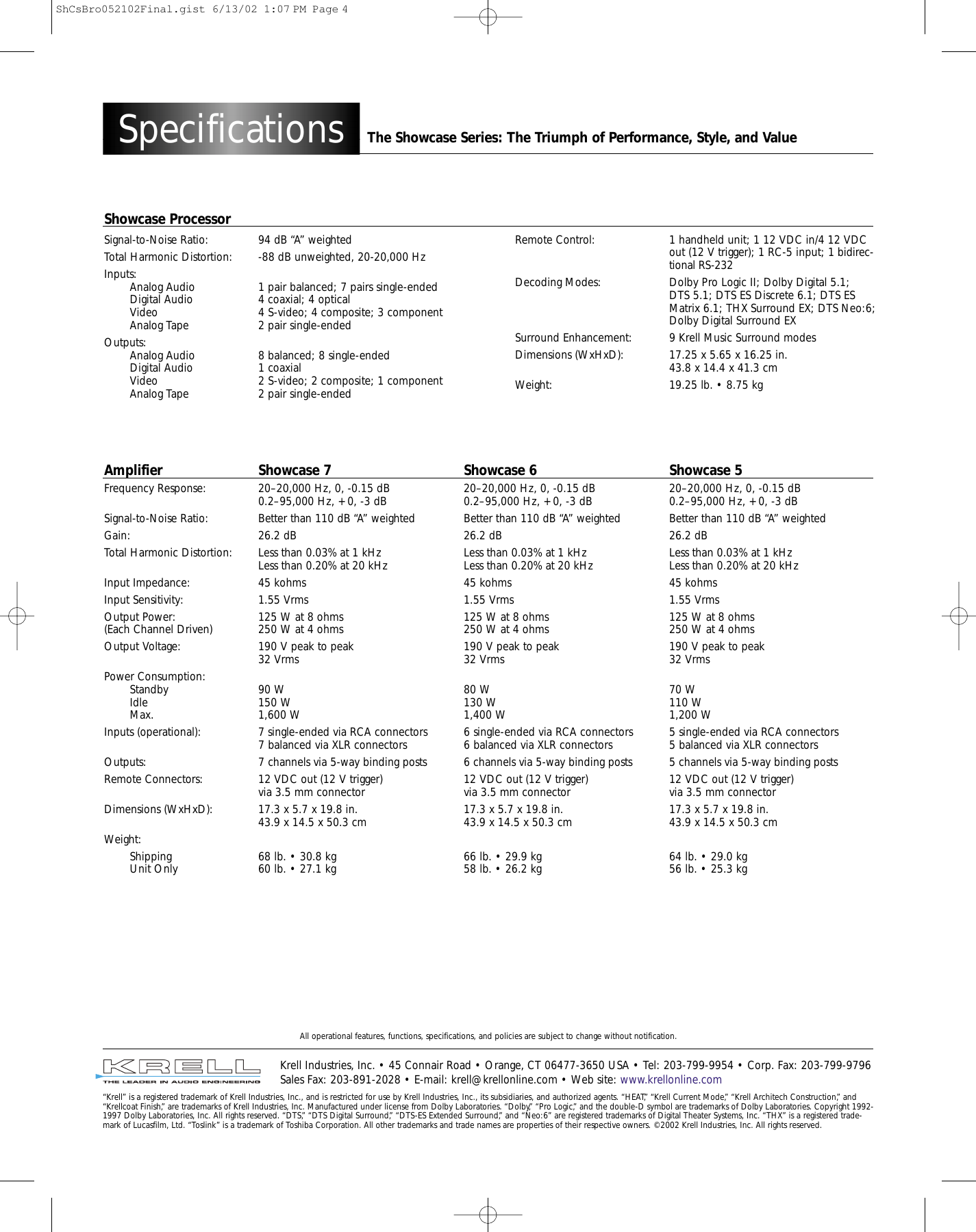 Page 4 of 4 - Krell-Industries Krell-Industries-Surround-Sound-Preamp-Processor-Users-Manual-  Krell-industries-surround-sound-preamp-processor-users-manual