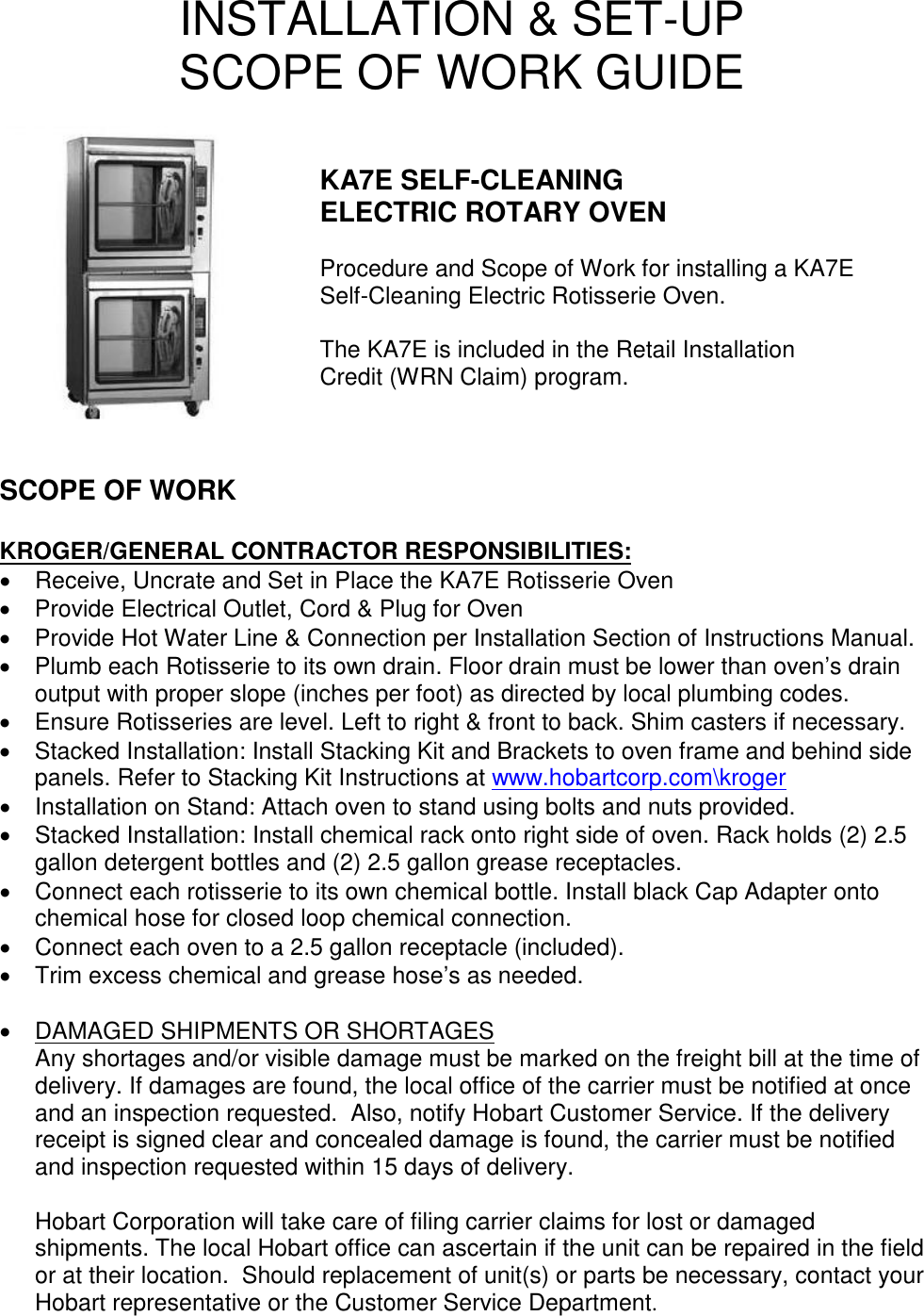 Page 1 of 2 - Kroger Kroger-Ka7E-Users-Manual- INSTALLATION GUIDE  Kroger-ka7e-users-manual