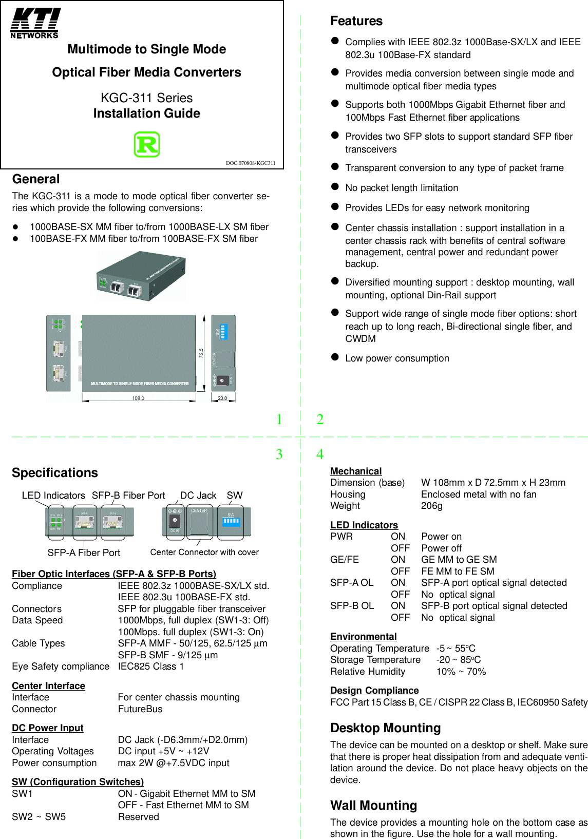Page 1 of 3 - Kti-Networks Kti-Networks-Kti-Networks-Multi-Tool-Kgc-311-Users-Manual- KGC-311 Installation Guide  Kti-networks-kti-networks-multi-tool-kgc-311-users-manual