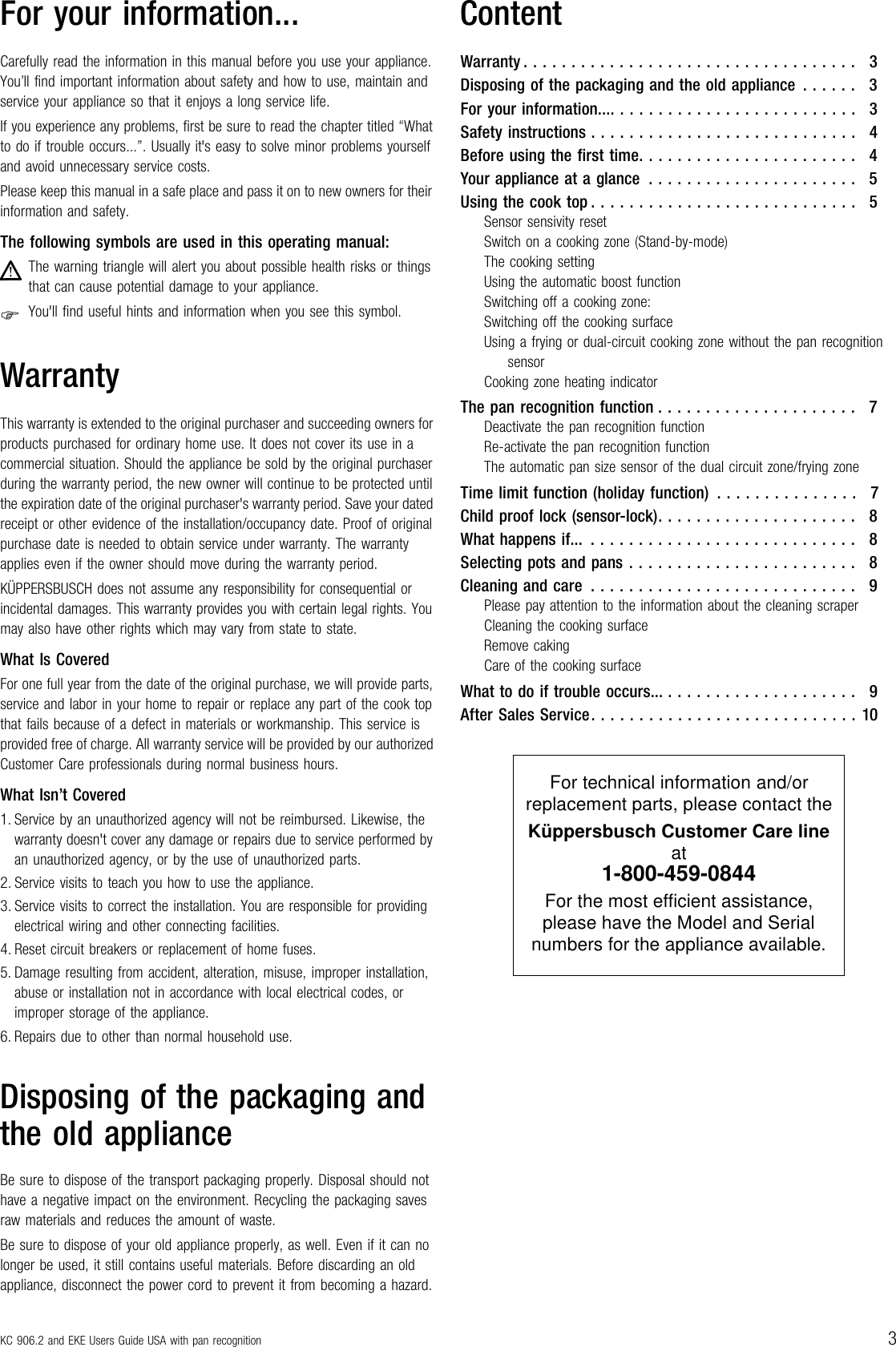 Page 3 of 12 - Kuppersbusch-Usa Kuppersbusch-Usa-604-2-Users-Manual-  Kuppersbusch-usa-604-2-users-manual