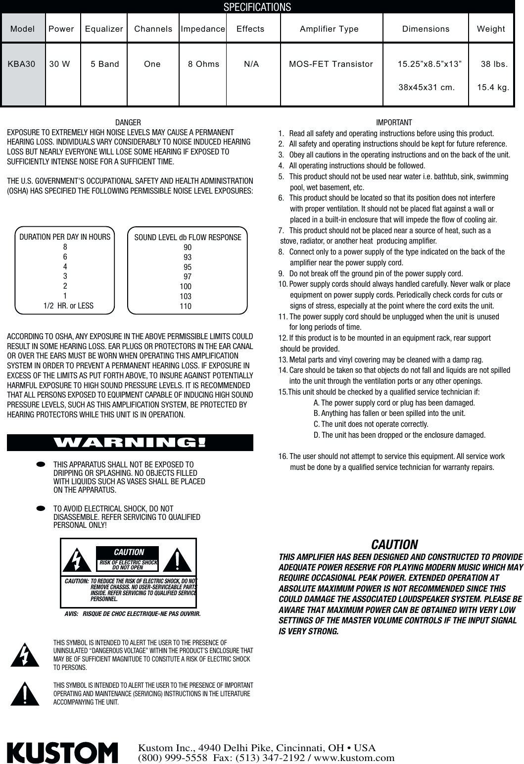 Page 2 of 4 - Kustom Kustom-Kba-30X-Users-Manual- KBA30.fh8  Kustom-kba-30x-users-manual