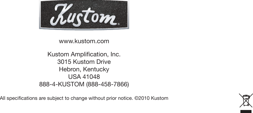 Page 12 of 12 - Kustom Kustom-Kg100Fx212-Users-Manual-  Kustom-kg100fx212-users-manual