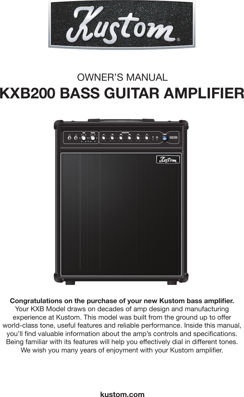 Page 1 of 12 - Kustom Kustom-Kxb200-Users-Manual-  Kustom-kxb200-users-manual
