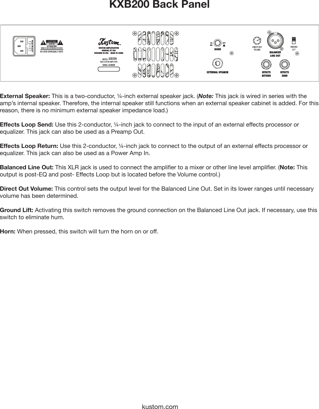 Page 6 of 12 - Kustom Kustom-Kxb200-Users-Manual-  Kustom-kxb200-users-manual