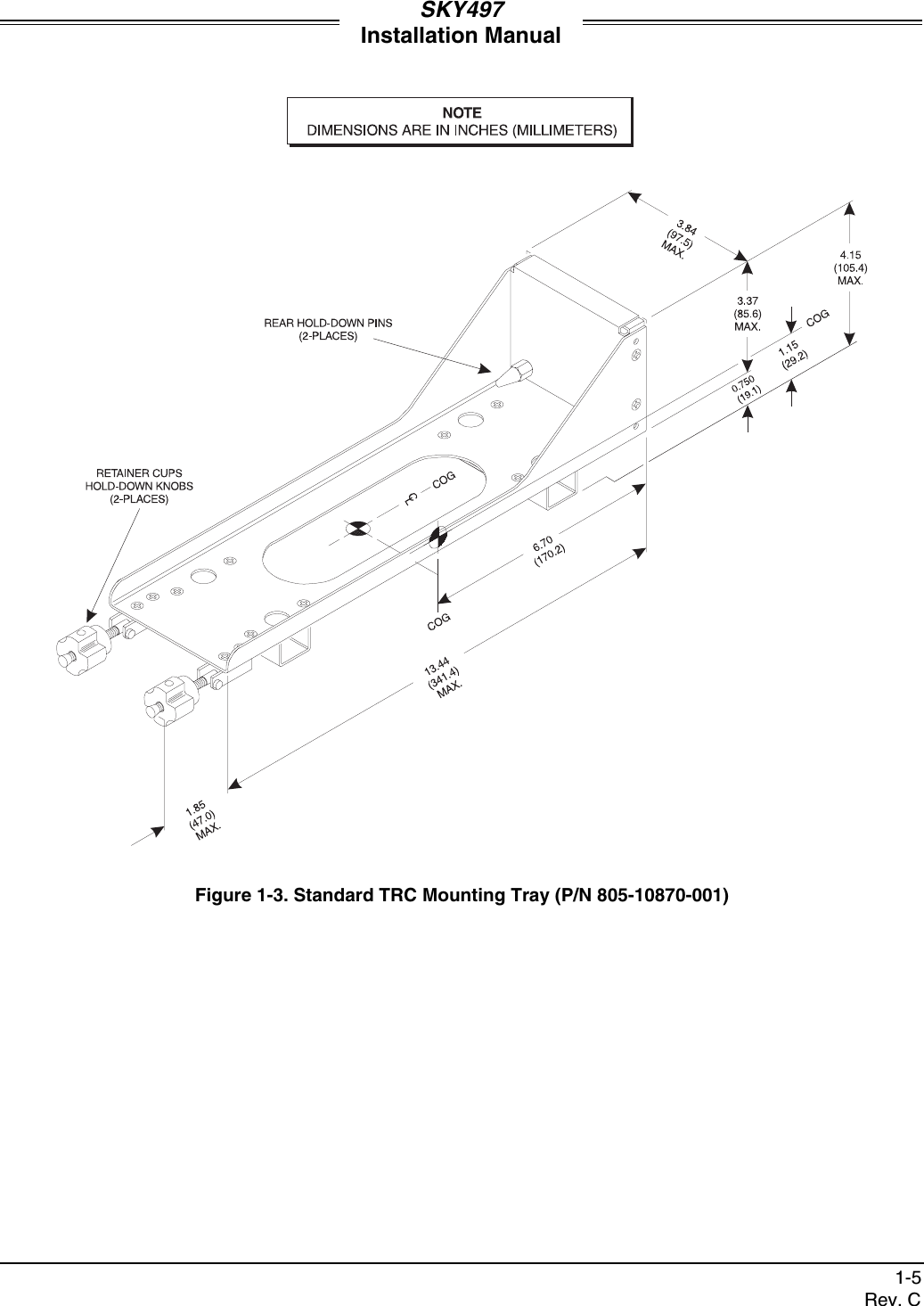 SKY497Installation Manual1-5Rev. CFigure 1-3. Standard TRC Mounting Tray (P/N 805-10870-001)