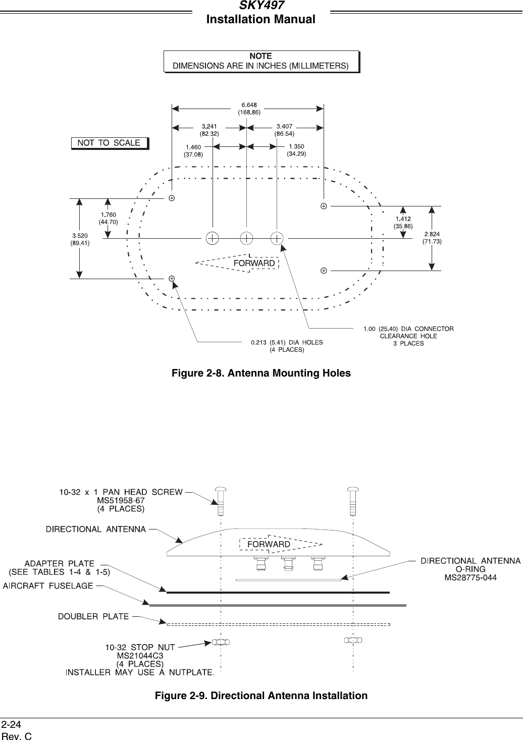 SKY497Installation Manual2-24Rev. CFigure 2-8. Antenna Mounting HolesFigure 2-9. Directional Antenna Installation