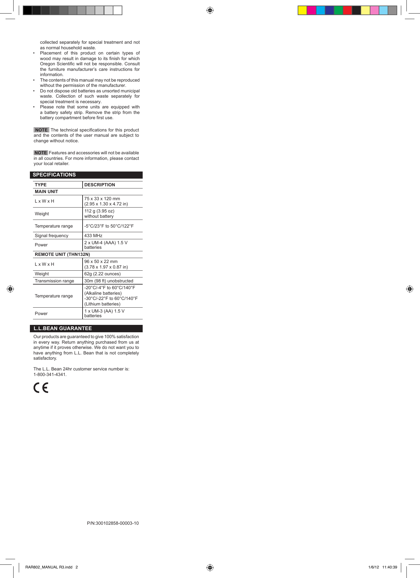 Page 2 of 2 - L-L-Bean L-L-Bean-0Ksv1-Users-Manual- RAR802_MANUAL R3  L-l-bean-0ksv1-users-manual