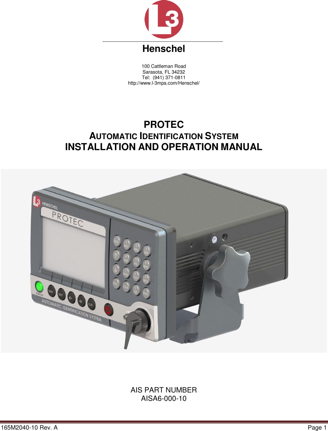 Page 1 of L3 Technologies AISA6 Shipboard Mobile AIS User Manual Memory Verification Procedure