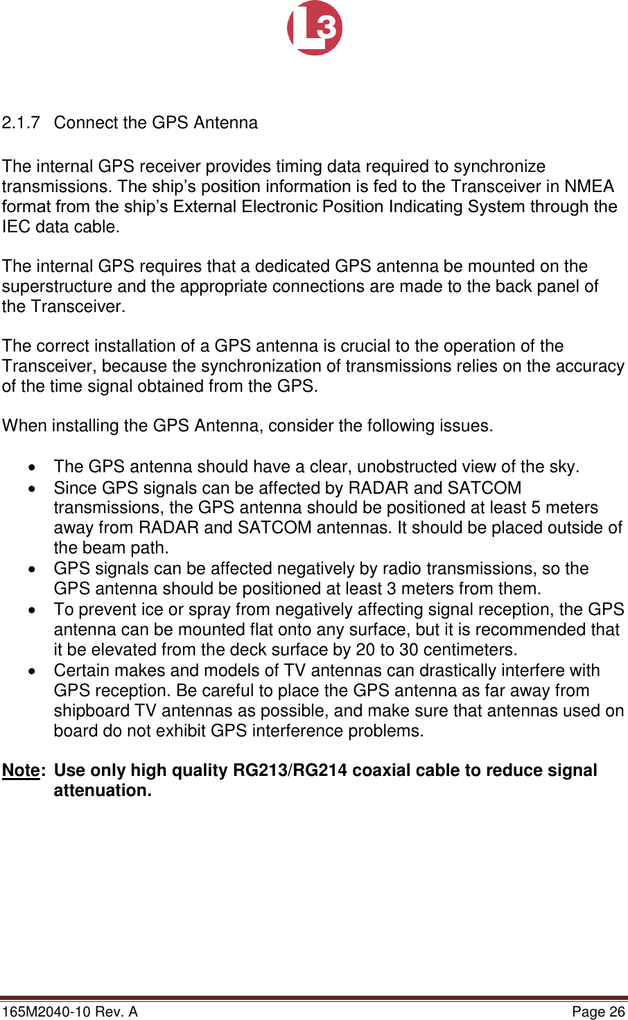 Page 26 of L3 Technologies AISA6 Shipboard Mobile AIS User Manual Memory Verification Procedure