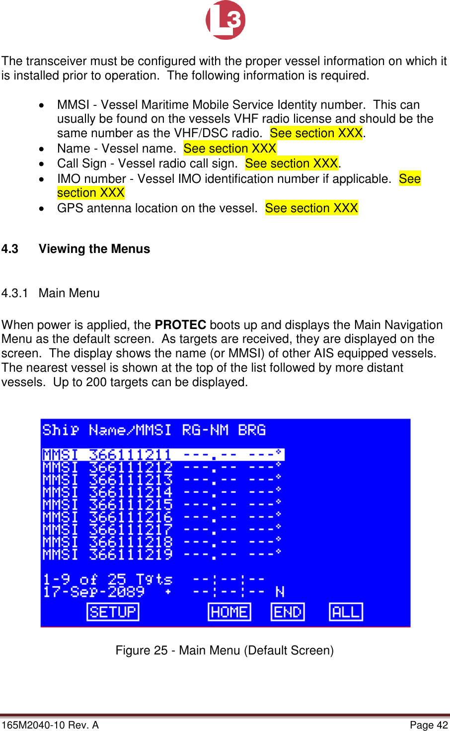 Page 42 of L3 Technologies AISA6 Shipboard Mobile AIS User Manual Memory Verification Procedure