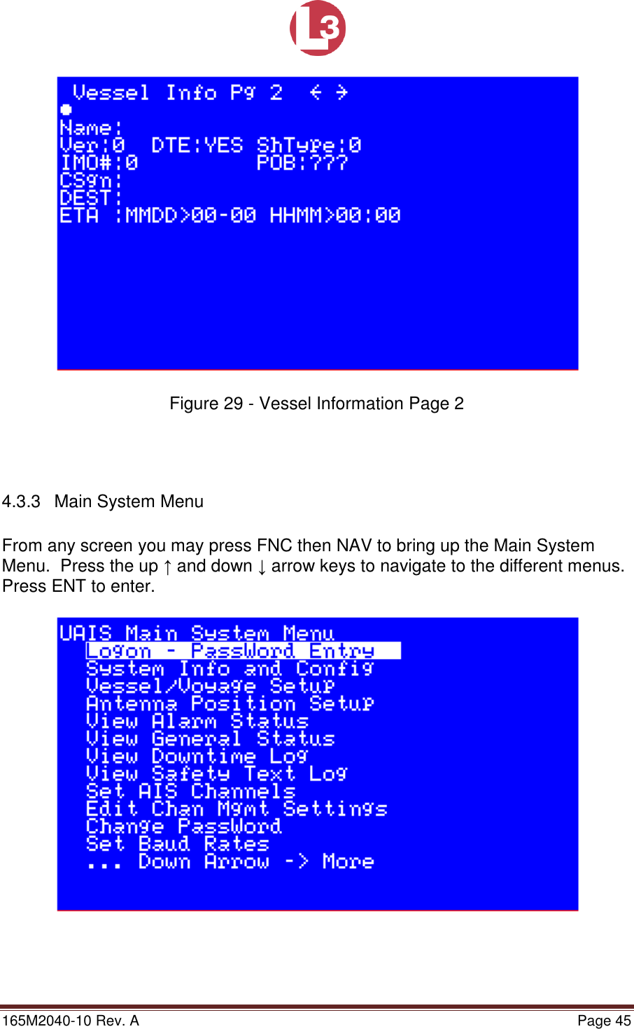Page 45 of L3 Technologies AISA6 Shipboard Mobile AIS User Manual Memory Verification Procedure